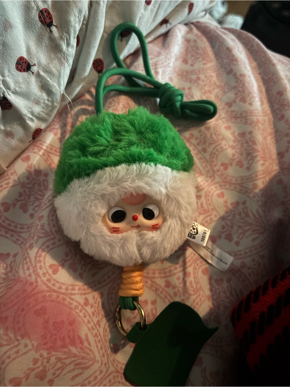 Green Plush Character Lanyard Pouch with Strap